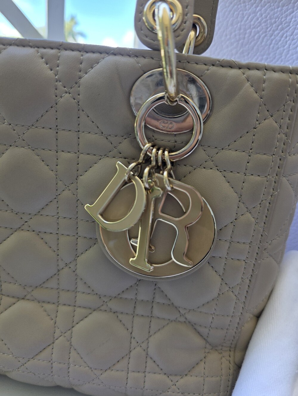Dior Beige Lady Bag with Gold Hardware - Picture 5 of 16